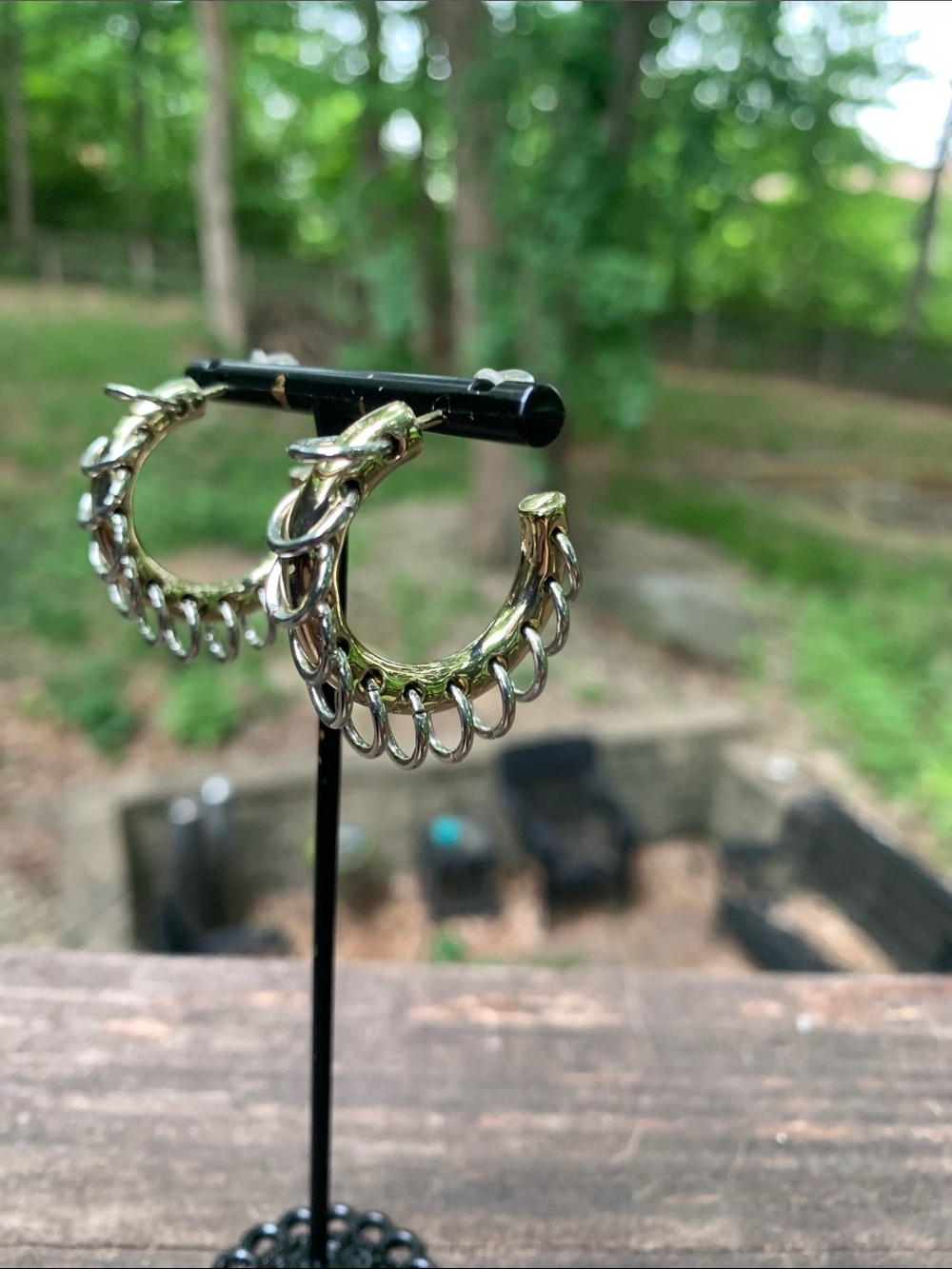 NWOT Gold and Silver Linked Hoop Earrings - Women Jewelry